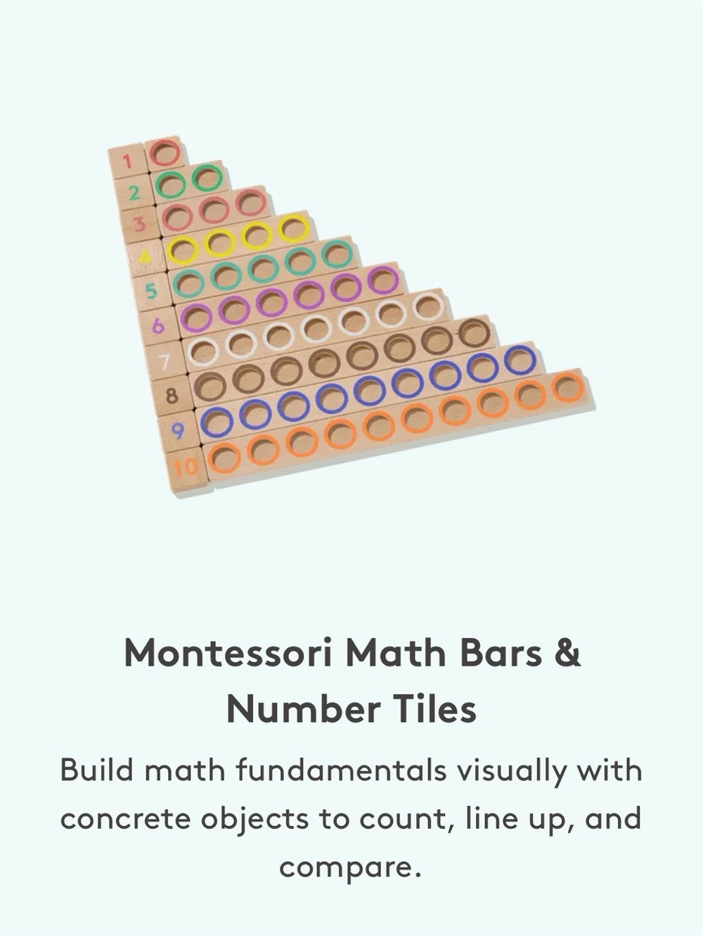 Lovevery. Montessori Math Bars & Number Tiles - not completed